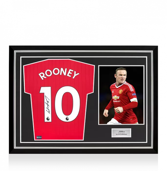 Icons Wayne Rooney Back Signed Manchester United 2022-23 Home Shirt In Hero Frame: Option 1