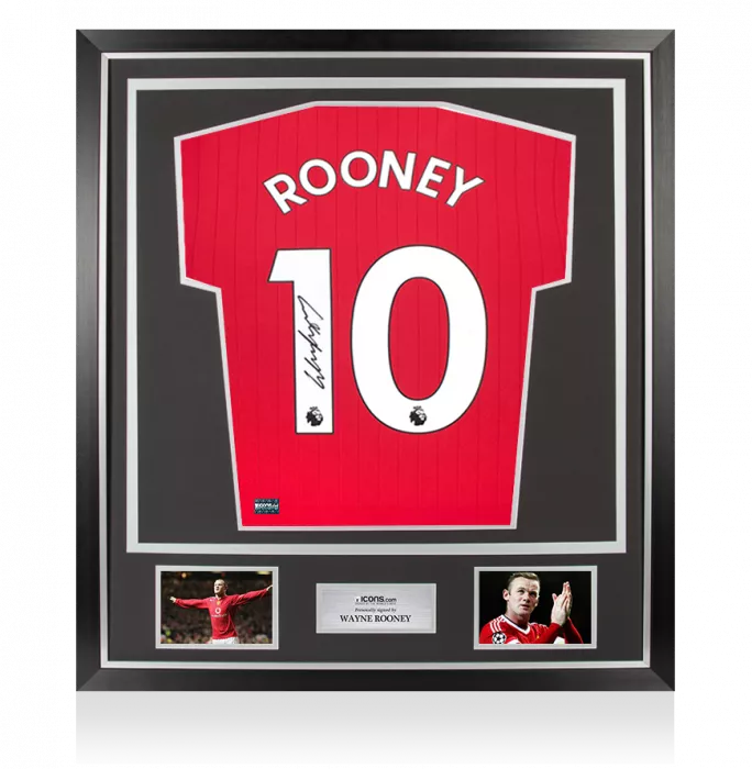 icons Wayne Rooney Back Signed Manchester United 2022-23 Home Shirt In Classic Frame