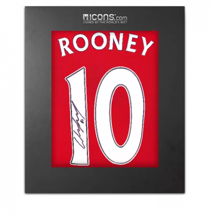 icons Wayne Rooney Back Signed Manchester United 2023-24 Home Shirt with Fan Style Numbers In Deluxe Packaging
