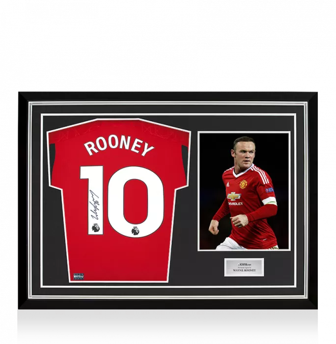 icons Wayne Rooney Back Signed Manchester United 2023-24 Home Shirt In Hero Frame: Option 1