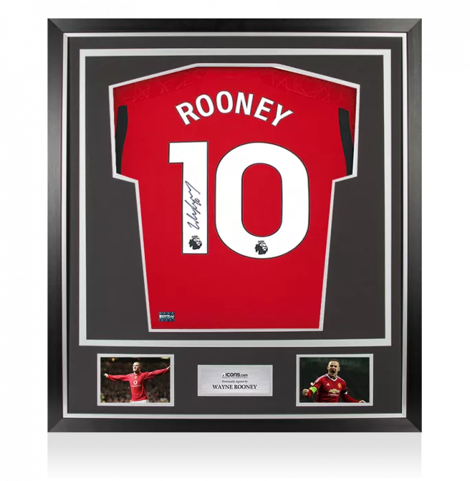 icons Wayne Rooney Back Signed Manchester United 2023-24 Home Shirt In Classic Frame
