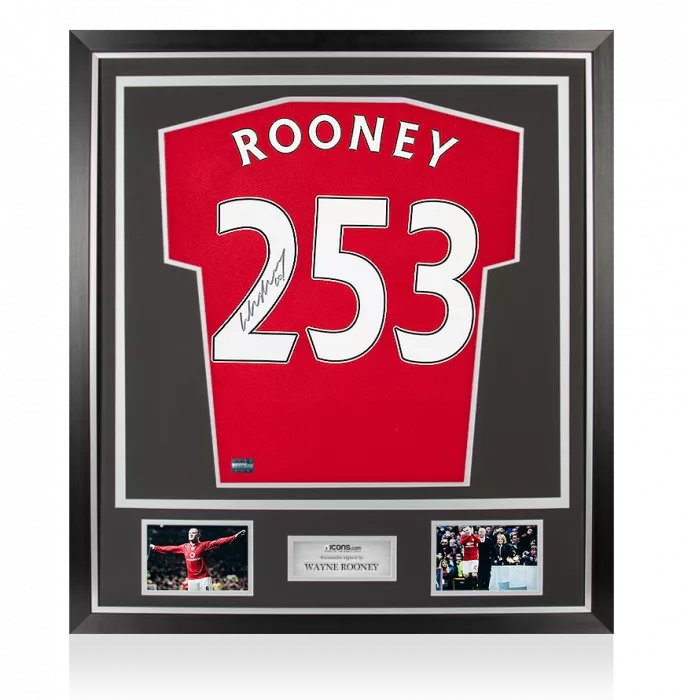 Icons Wayne Rooney Back Signed Manchester United Home Shirt In Classic Frame: Record Goalscorer Special Edition
