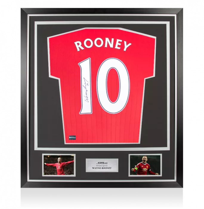 icons Wayne Rooney Back Signed Modern Manchester United Home Shirt In Classic Frame