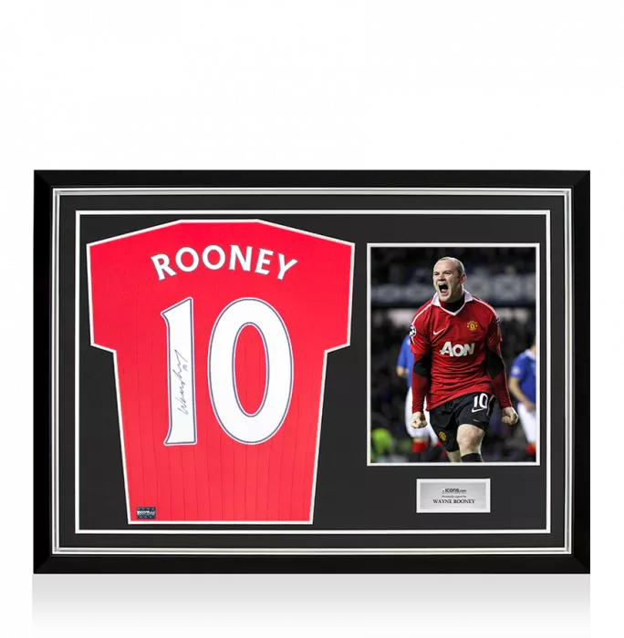 icons Wayne Rooney Back Signed Modern Manchester United Home Shirt In Hero Frame: Option 1