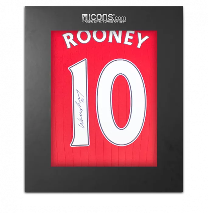 icons Wayne Rooney Back Signed Modern Manchester United Home Shirt In Deluxe Packaging