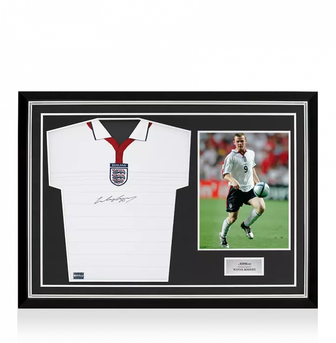 icons Wayne Rooney Front Signed England 2004 Home Shirt In Hero Frame: Option 1