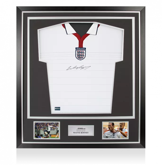 icons Wayne Rooney Front Signed England 2004 Home Shirt In Classic Frame
