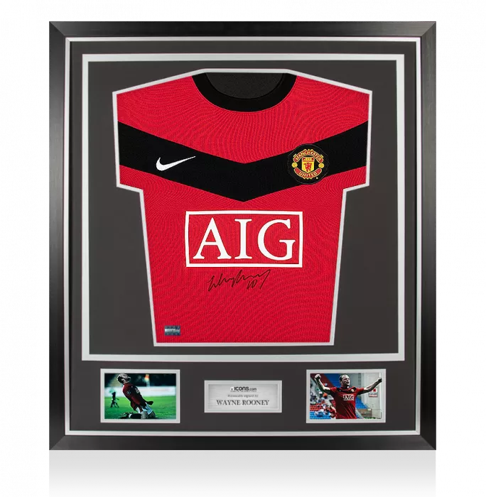 Icons Wayne Rooney Front Signed Manchester United 2009-10 Home Shirt In Classic Frame
