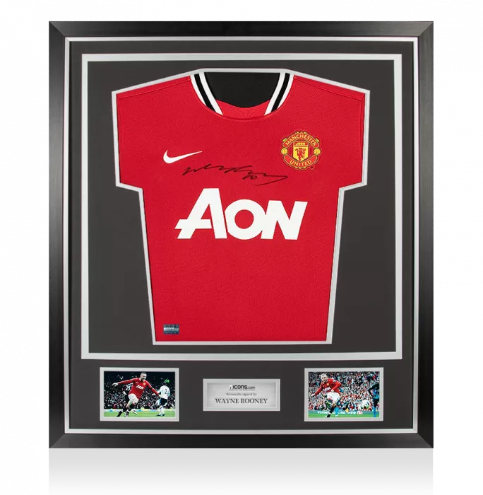 icons Wayne Rooney Front Signed Manchester United 2011-12 Home Shirt In Classic Frame