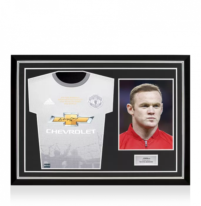 icons Wayne Rooney Front Signed Manchester United 2017-18 Third Shirt: 253 Top Goalscorer Edition In Hero Frame: Option 1