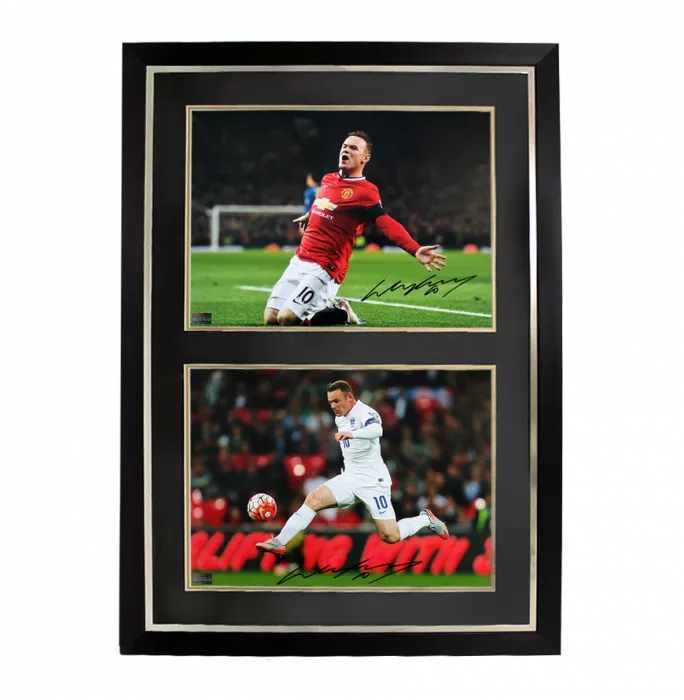 Icons Wayne Rooney Manchester United Signed Photos In Dual Photo Frame