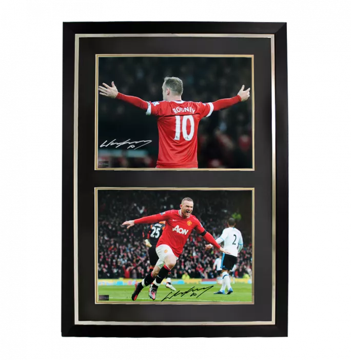 icons Wayne Rooney Manchester United Signed Photos In Dual Photo Frame