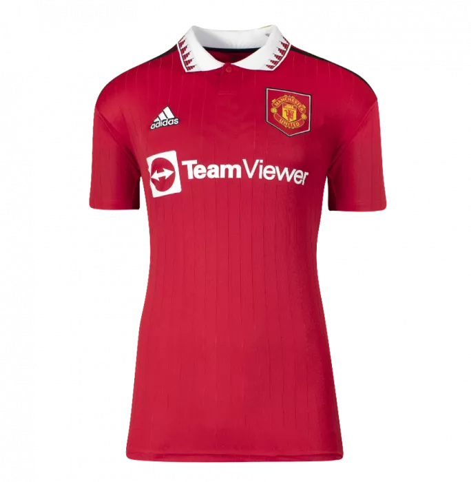 Icons Wayne Rooney Official UEFA Champions League Back Signed And Hero Framed Manchester United 2022-23 Home Shirt With Fan Style Numbers