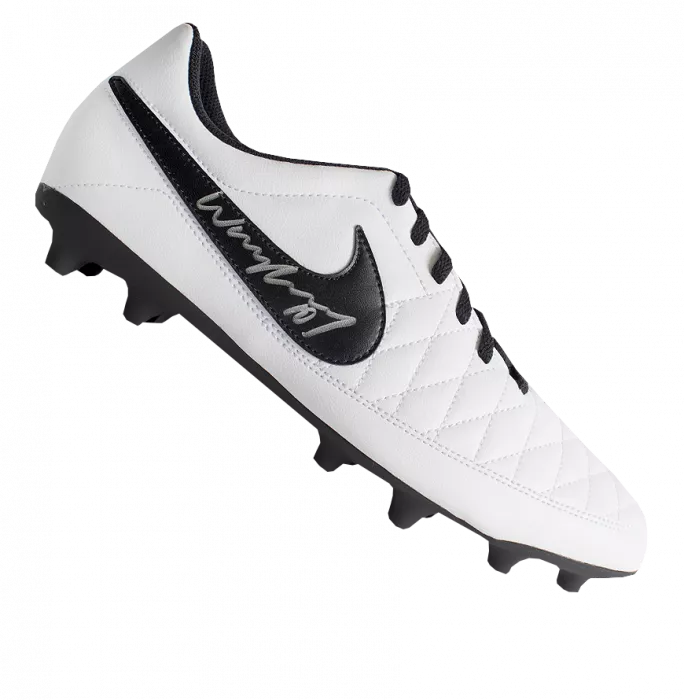 Icons Wayne Rooney Official UEFA Champions League Signed White Nike Football Boot In Photo Acrylic Case: Option 1