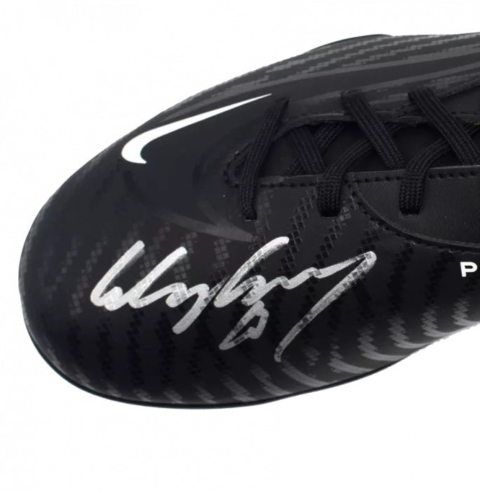 Icons Wayne Rooney Signed Black Nike Phantom Boot In Acrylic Case