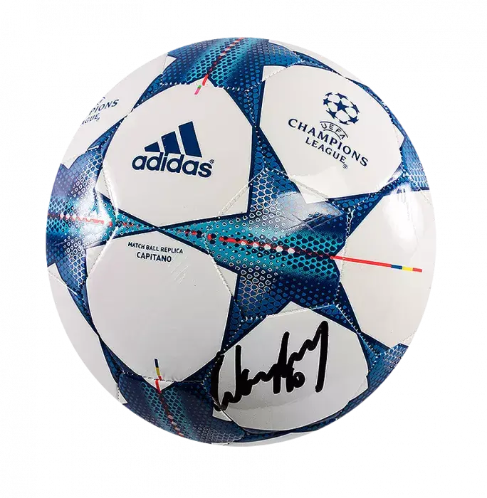 icons Wayne Rooney Signed Blue UEFA Champions League Football