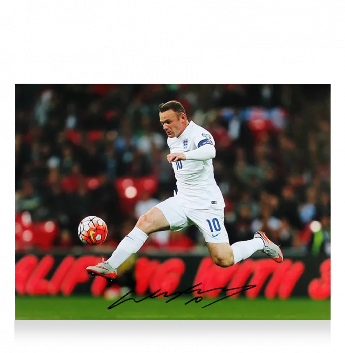 Icons Wayne Rooney Signed England Photo In Premium Photo Frame: Three Lions Legend