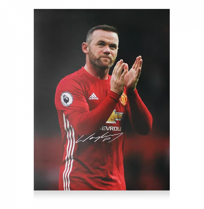 Icons Wayne Rooney Signed Hand Clap Photo In Premium Photo Frame