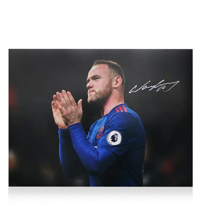 Icons Wayne Rooney Signed Hand Clap Photo In Premium Photo Frame