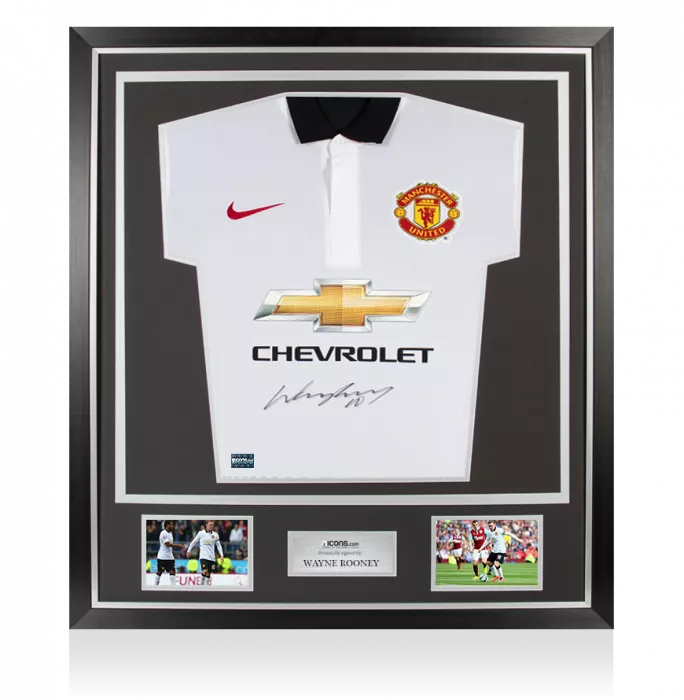icons Wayne Rooney Signed Manchester United 2014-15 Away Shirt In Classic Frame