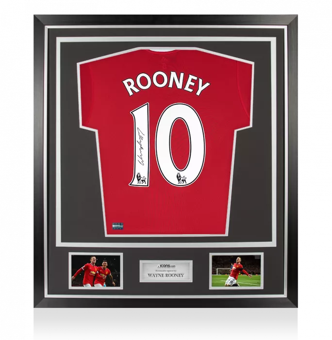 icons Wayne Rooney Signed Manchester United 2015-16 Home Shirt In Classic Frame: Player Issue Edition