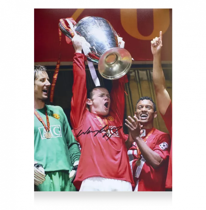 icons Wayne Rooney Signed Manchester United Photo: Champions League Winner