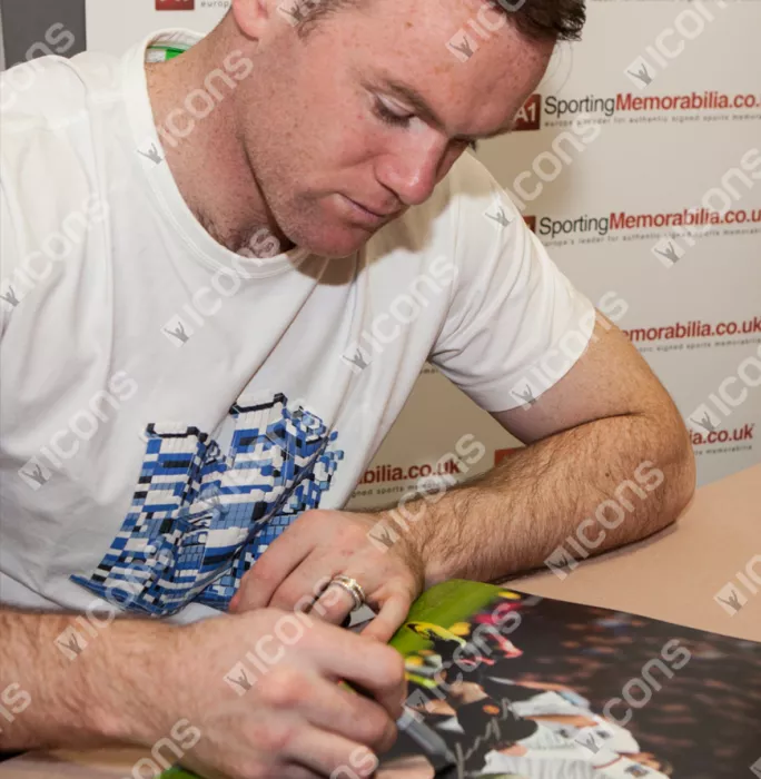 Icons Wayne Rooney Signed Manchester United Photo: Halfway Line Goal Vs West Ham United