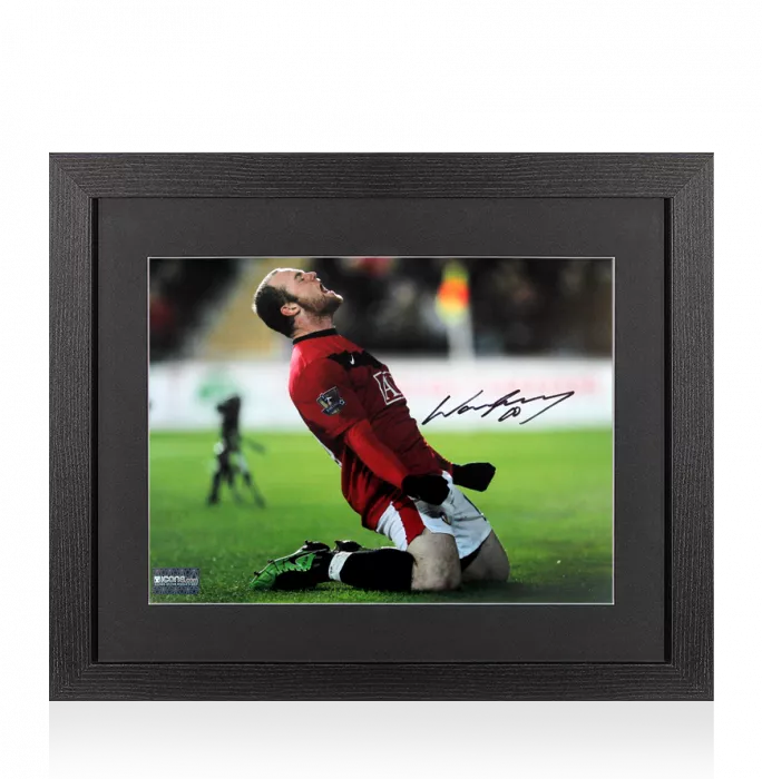 Icons Wayne Rooney Signed Manchester United Photo In Black Wooden Frame: Red Devil