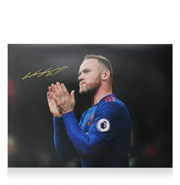 Icons Wayne Rooney Signed Manchester United Photo In Premium Photo Frame: Hand Clap Celebration