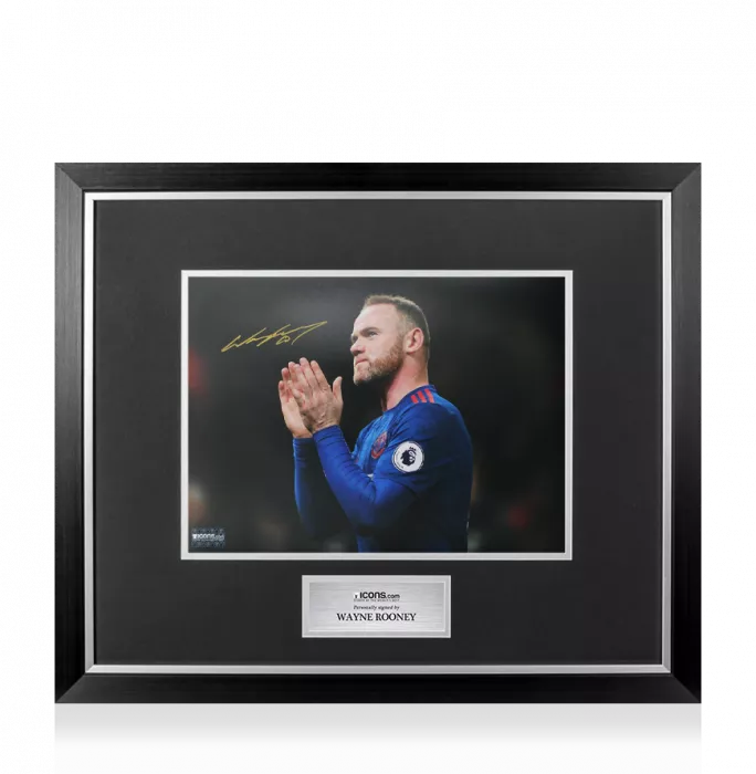 Icons Wayne Rooney Signed Manchester United Photo In Premium Photo Frame: Hand Clap Celebration