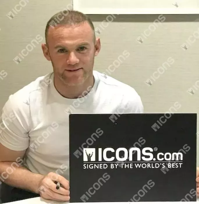 Icons Wayne Rooney Signed Manchester United Photo In Premium Photo Frame: Knee Slide Celebration
