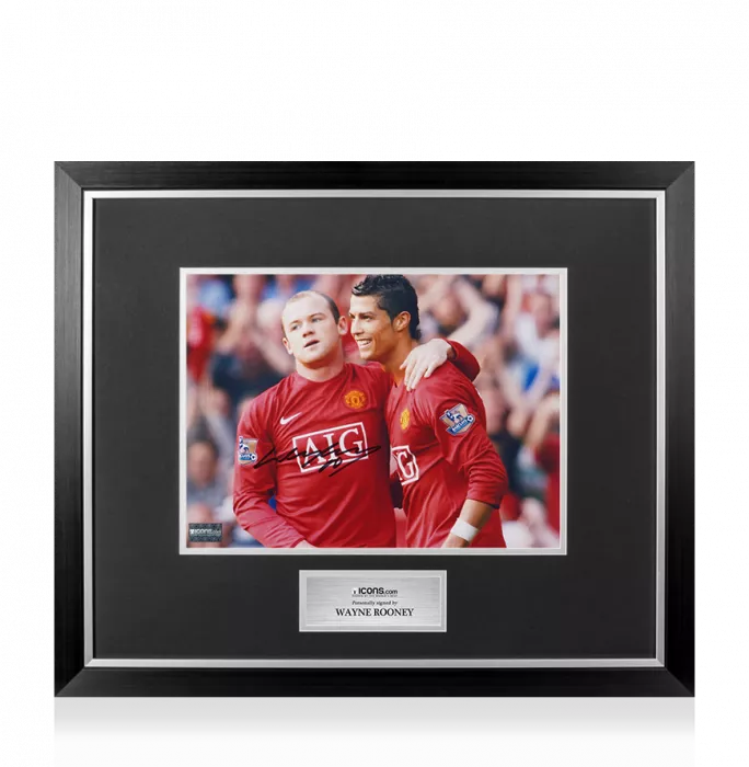 Icons Wayne Rooney Signed Manchester United Photo In Premium Photo Frame