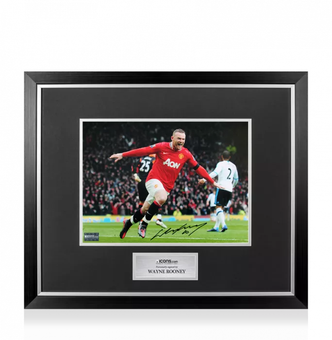 icons Wayne Rooney Signed Manchester United Photo In Premium Photo Frame: Goal vs Liverpool FC