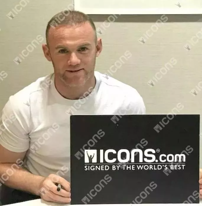 Icons Wayne Rooney Signed Manchester United Photo In Premium Photo Frame: Overhead Kick Goal Celebration