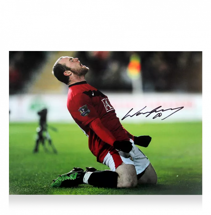 Icons Wayne Rooney Signed Manchester United Photo In Premium Photo Frame: Red Devil