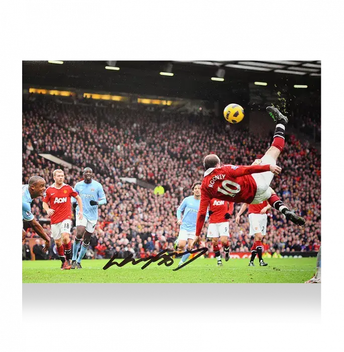 icons Wayne Rooney Signed Manchester United Photo: Overhead Kick vs Manchester City (16 x 12 inch)