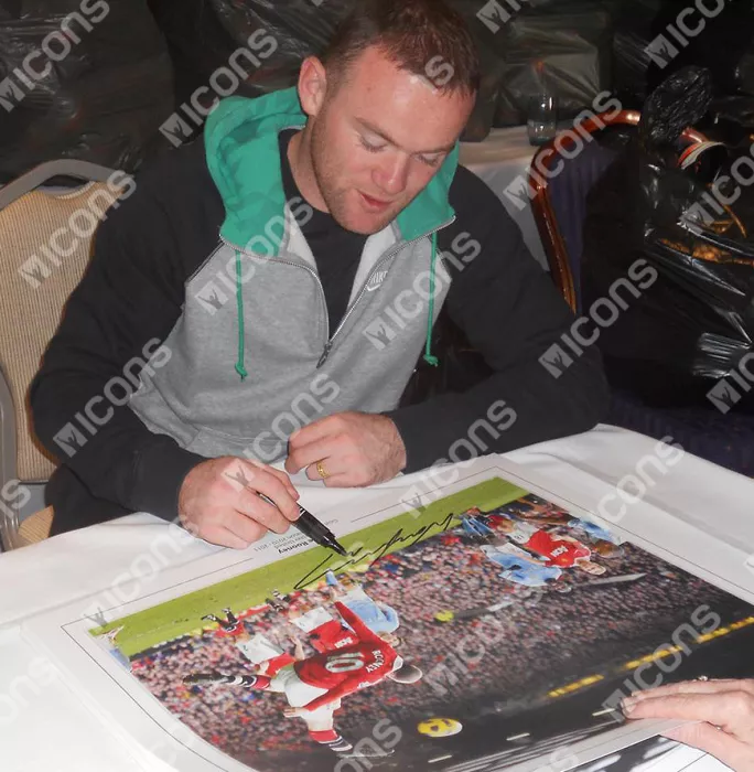Icons Wayne Rooney Signed Manchester United Photo: Overhead Kick Vs Manchester City