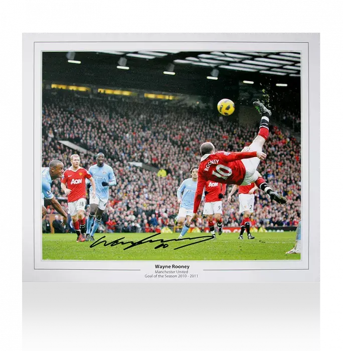 Icons Wayne Rooney Signed Manchester United Photo: Overhead Kick Vs Manchester City