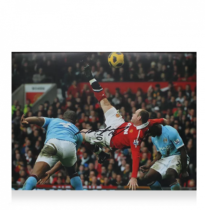 icons Wayne Rooney Signed Manchester United Photo: Overhead Kick