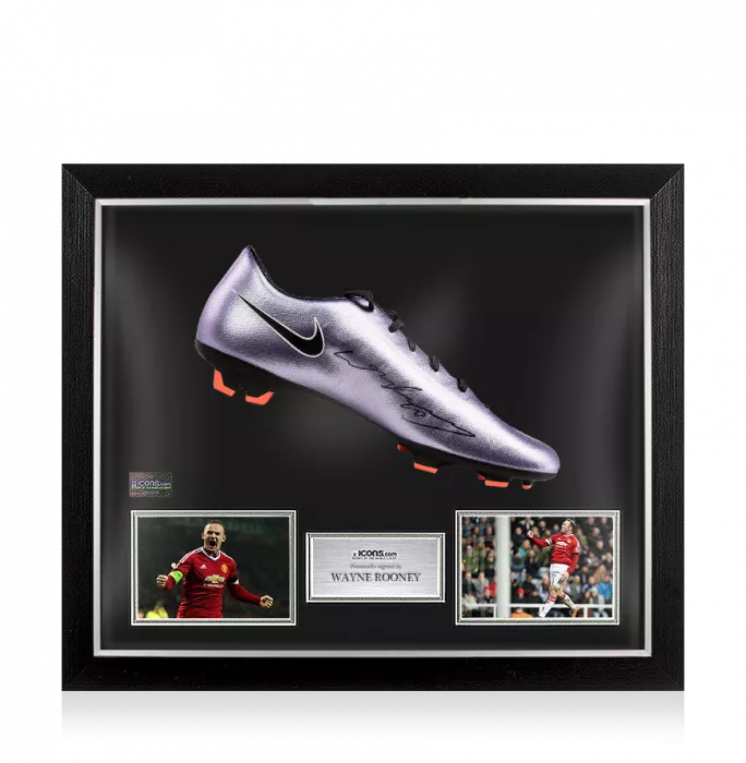 Icons Wayne Rooney Signed Metallic Purple Nike Mercurial Boot In Bubble Frame: Option 1