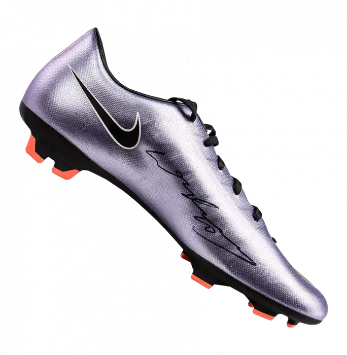 icons Wayne Rooney Signed Metallic Purple Nike Mercurial Boot