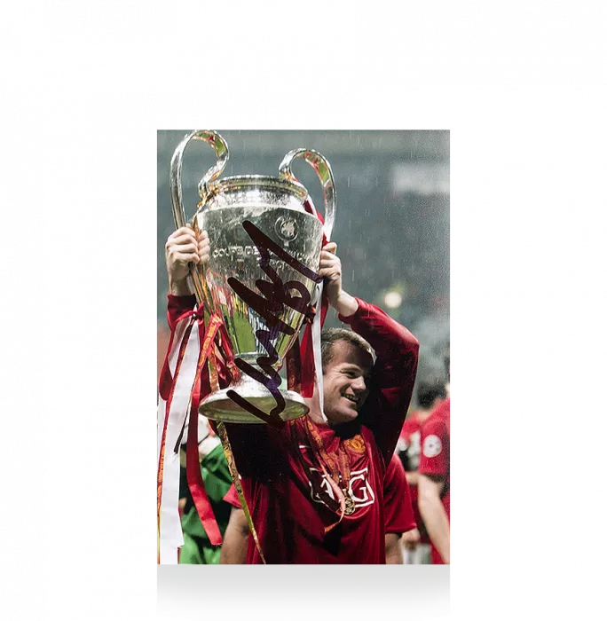 Icons Wayne Rooney Signed Mini Manchester United Photo: 2008 UEFA Champions League Winner