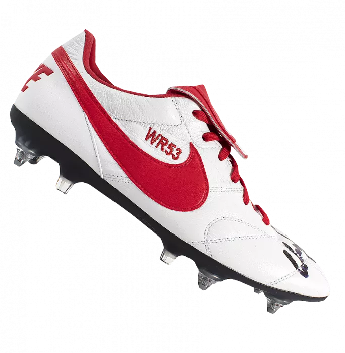 Icons Wayne Rooney Signed Red & White Nike Boot In Acrylic Case: Special Edition "WR53"