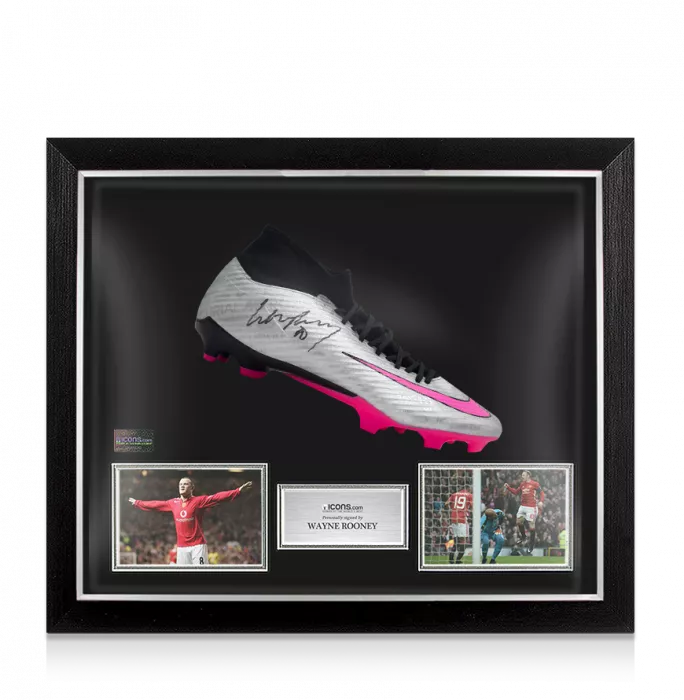 Icons Wayne Rooney Signed Silver Nike Mercurial Superfly Boot In Bubble Frame: Option 1