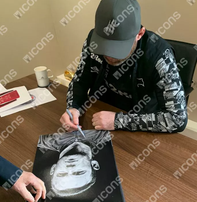 Icons Wayne Rooney Signed Tribute Artwork In Black Wooden Frame: Signed In Silver