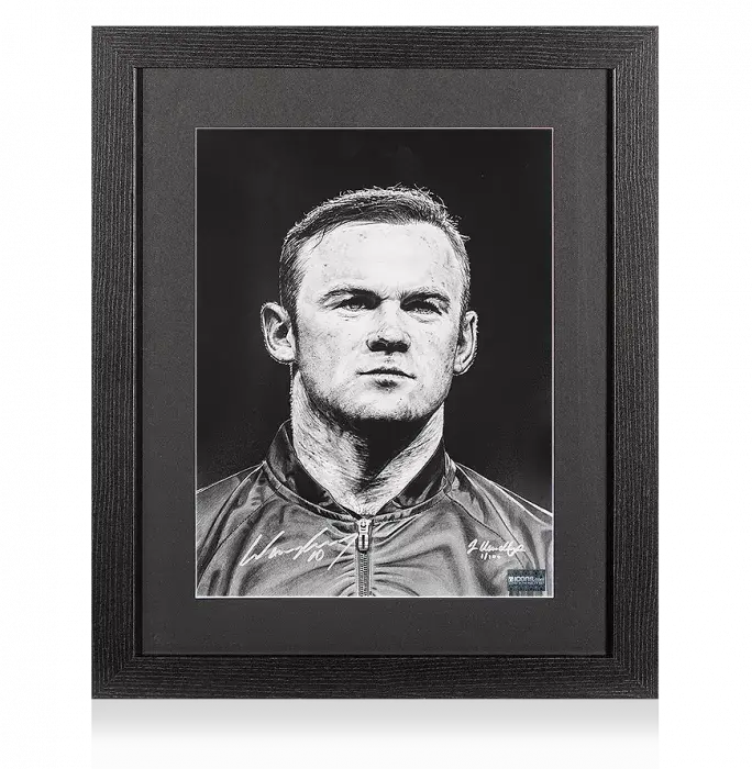 Icons Wayne Rooney Signed Tribute Artwork In Black Wooden Frame: Signed In Silver