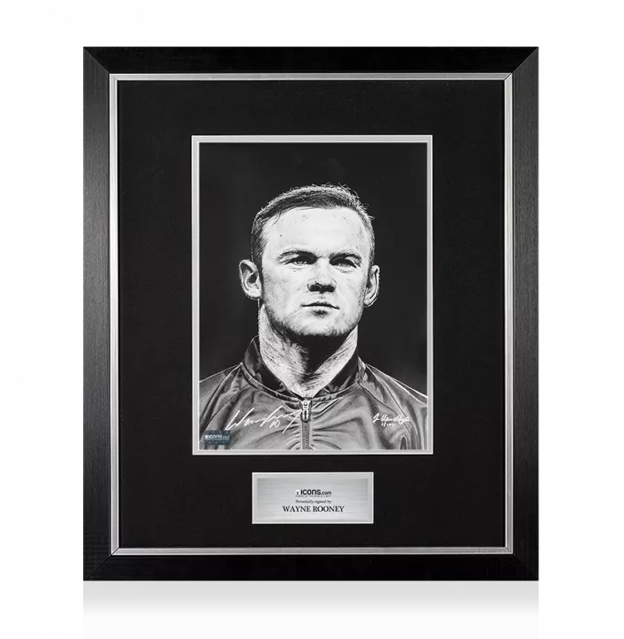 icons Wayne Rooney Signed Tribute Artwork In Premium Photo Frame: Signed In Silver