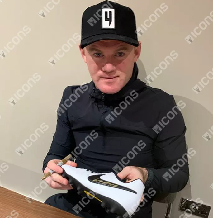 Icons Wayne Rooney Signed White And Black Nike Boot