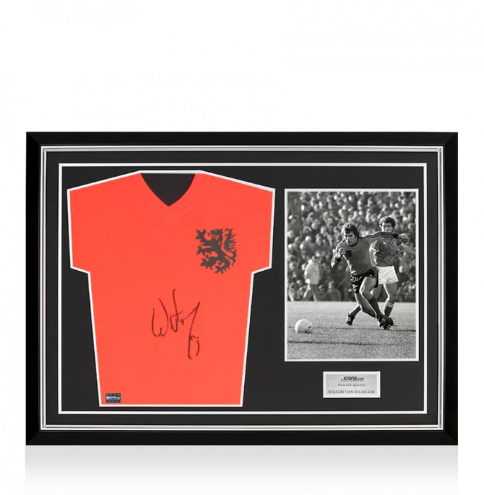 Icons Willem Van Hanegem Front Signed Retro Netherlands Home Shirt Home Shirt In Hero Frame: Option 1
