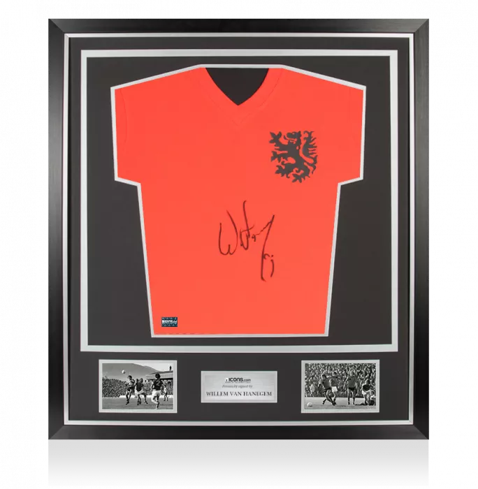 Icons Willem Van Hanegem Front Signed Retro Netherlands Home Shirt In Classic Frame